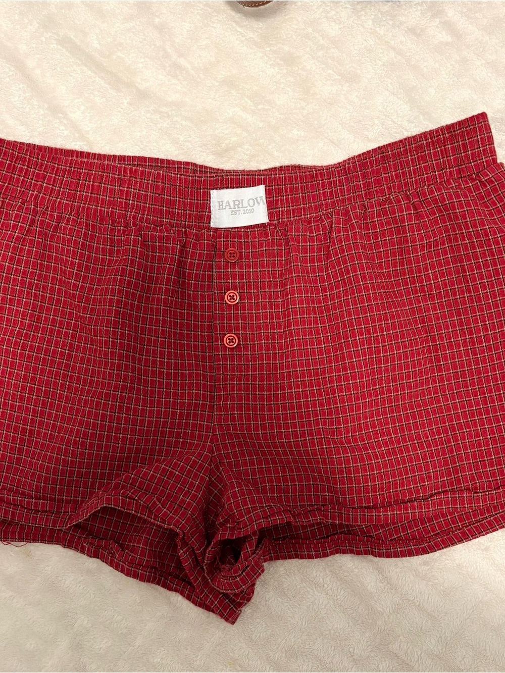 harlow red plaid pj shorts